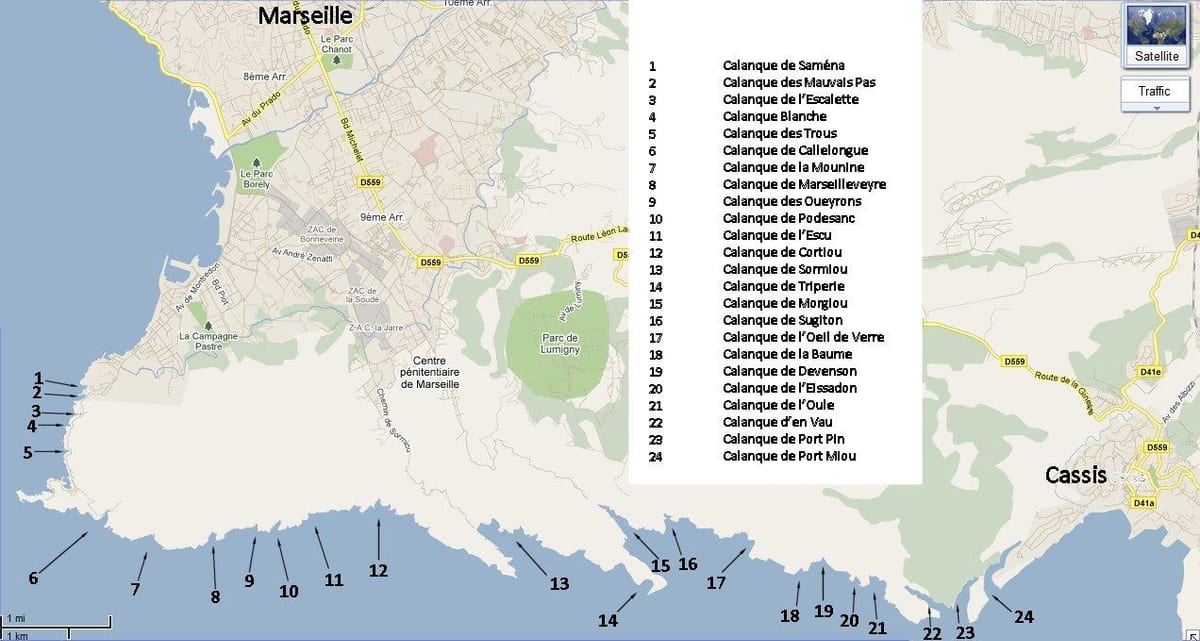 ramani ya hifadhi ya Marseille