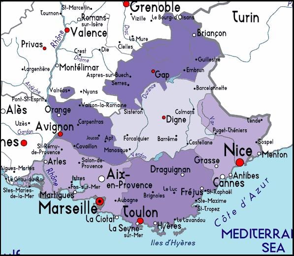 ramani ya mkoa Marseille