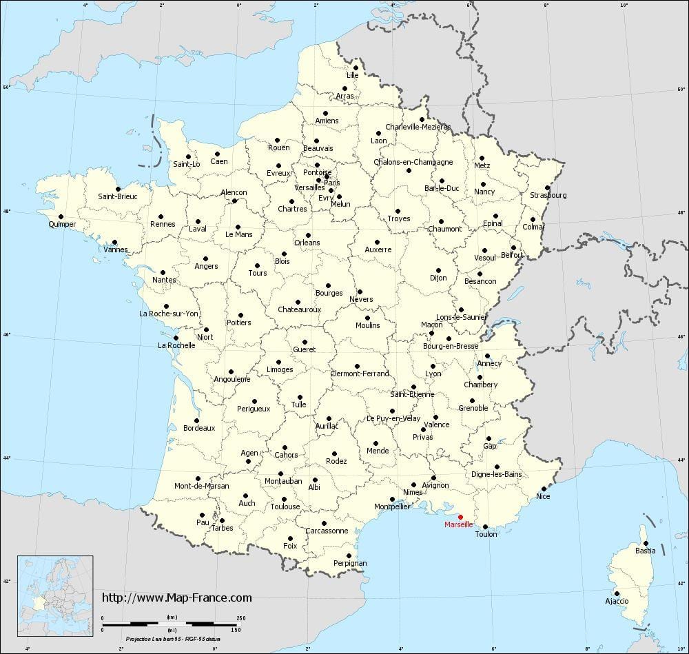 Marseille kwenye ramani